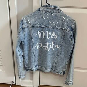 Custom Pearl Denim Jacket Mrs Portela